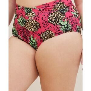 Torrid High Waist Wrap Rise Swim Bottom, Leopard Pineapple Pink, NWT